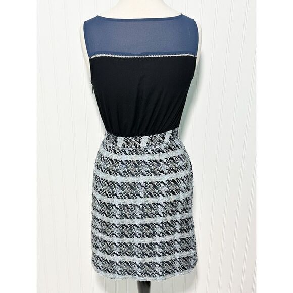 Moulinette Soeurs Women's Tweed Sleeveless Mini Dress Two-Tone Blue Black Size 2 - Picture 5 of 13